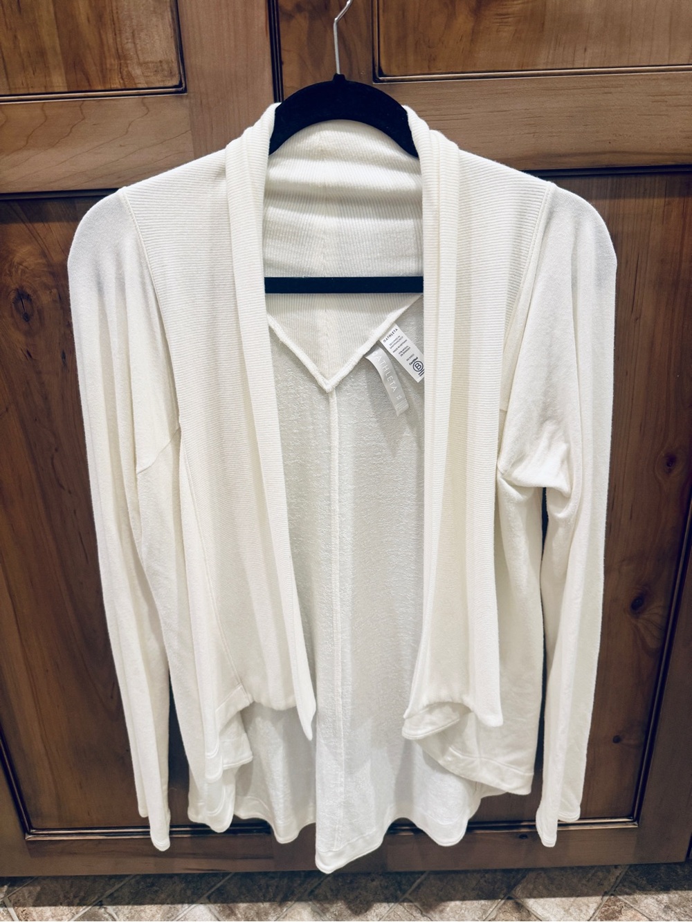 Athleta Cream Open-Front Draped Cardigan